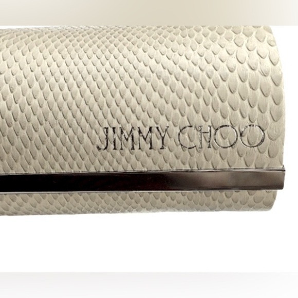 Jimmy Choo Ivory Faux Snakeskin Sunglass Eyeglass Case Magnetic Close main image 4